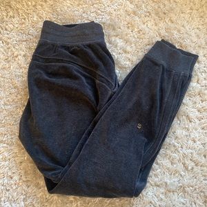 Lululemon Velour grey warm down jogger sweatpants